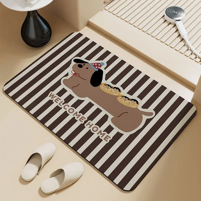 Dachshund puppy absorbent floor mat diatom mud bathroom door foot pad non-slip toilet toilet door cute foot pad - Image 4