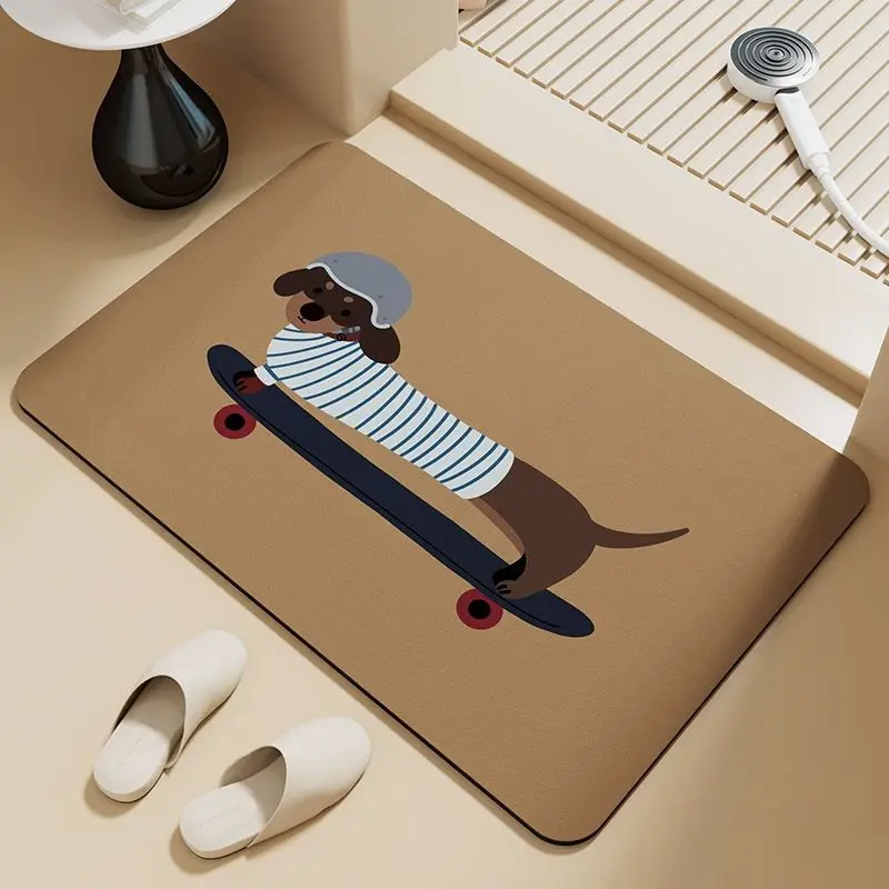 Dachshund puppy absorbent floor mat diatom mud bathroom door foot pad non-slip toilet toilet door cute foot pad - Image 5