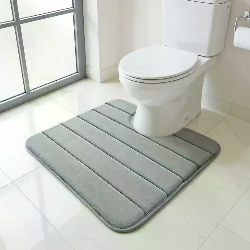 U-shaped Toilet Mat Bathroom Mat Bathroom Carpet Bathroom Carpet Memory Foam Bath Mat Anti-skid Super Absorbent - Image 3
