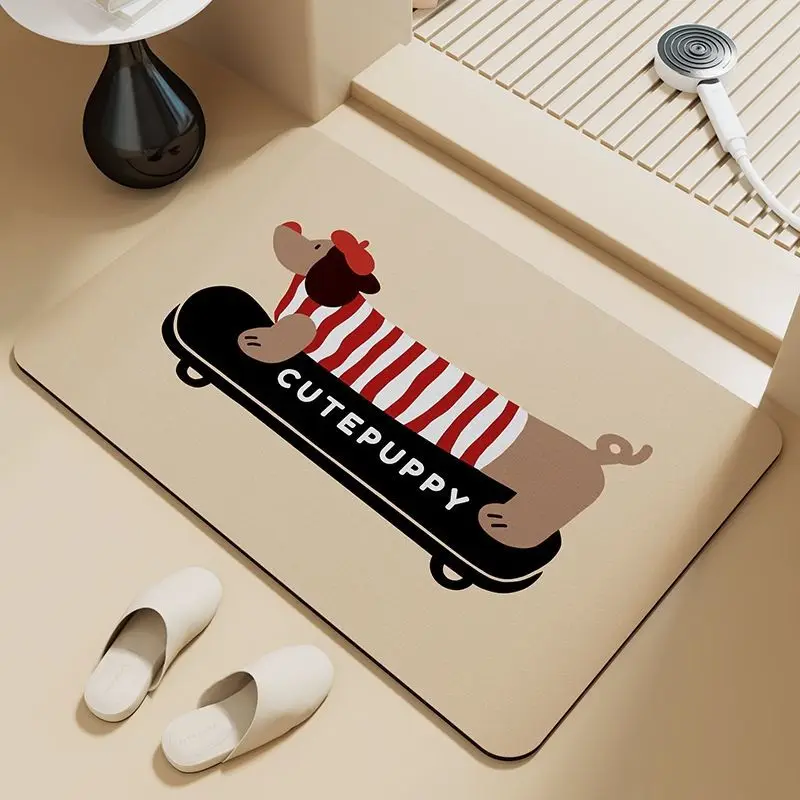 Dachshund puppy absorbent floor mat diatom mud bathroom door foot pad non-slip toilet toilet door cute foot pad - Image 3